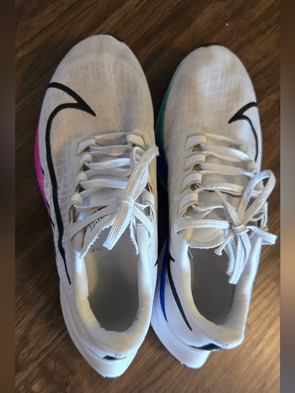 Nike Air Zoom Pegasus 37 White Multi Color Running Shoes Men's Size 8.5